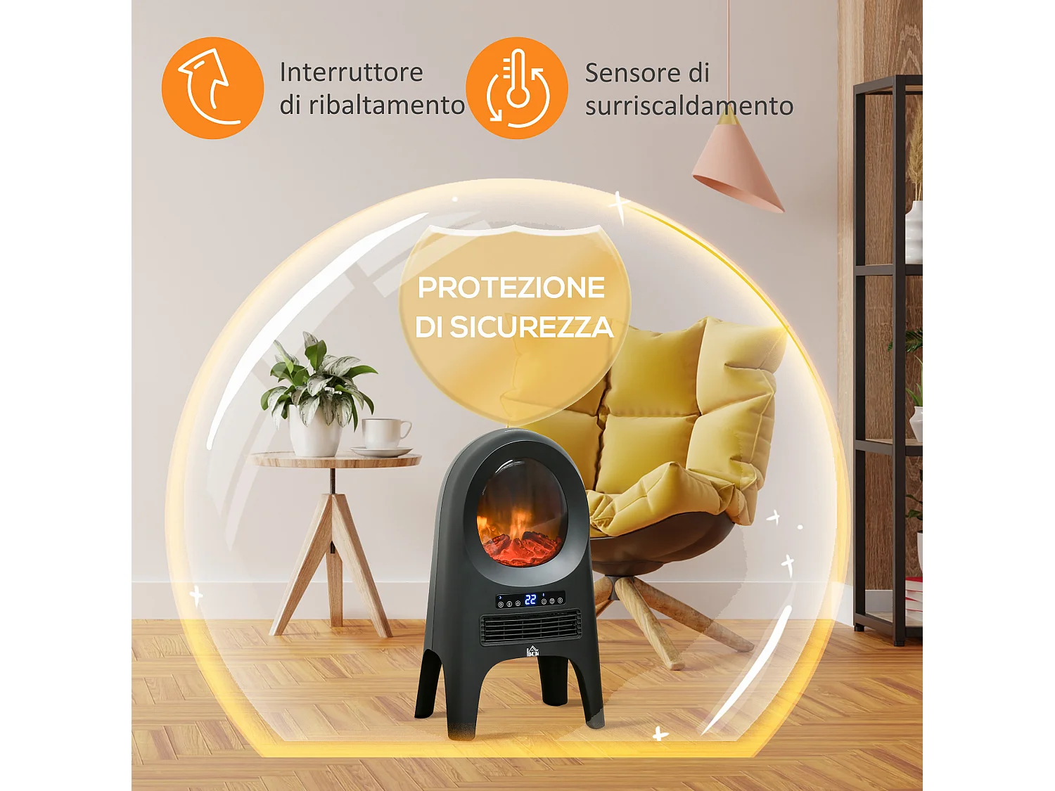 Termoventilatore a 3 modalità di riscaldamento con telecomando