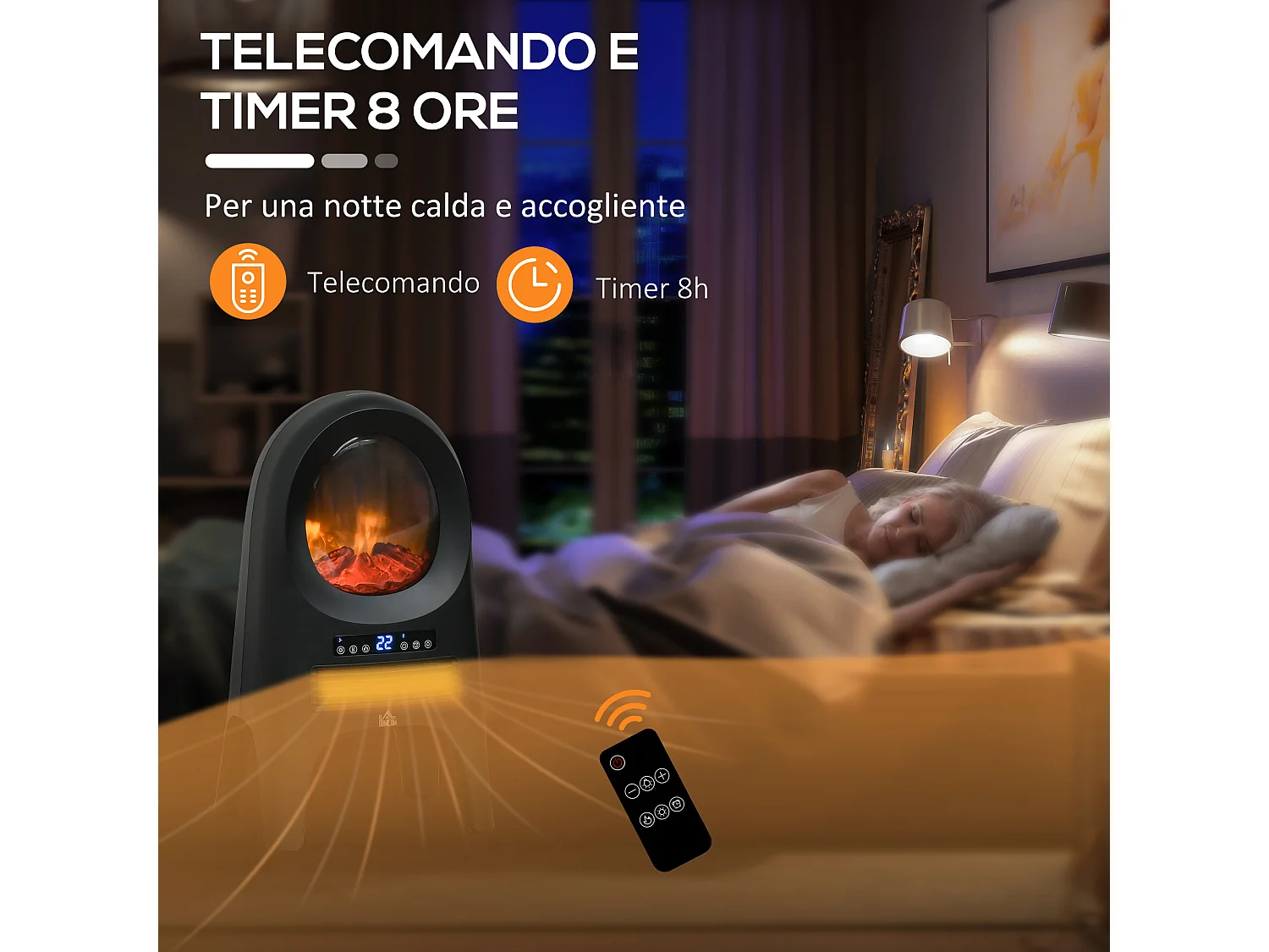 Termoventilatore a 3 modalità di riscaldamento con telecomando