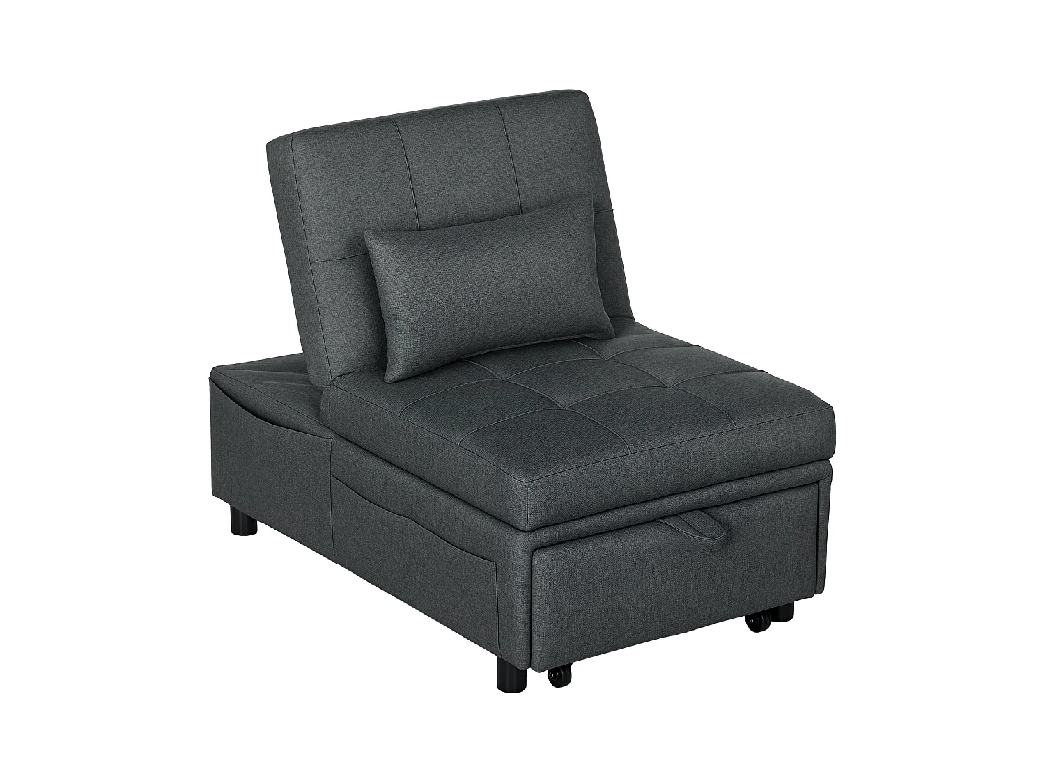 Poltrona letto singolo con schienale reclinabile 3 in 1 grigio