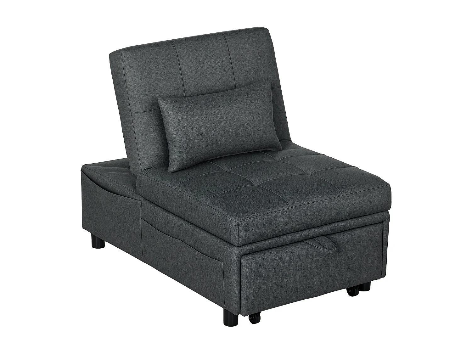 Poltrona letto singolo con schienale reclinabile 3 in 1 grigio