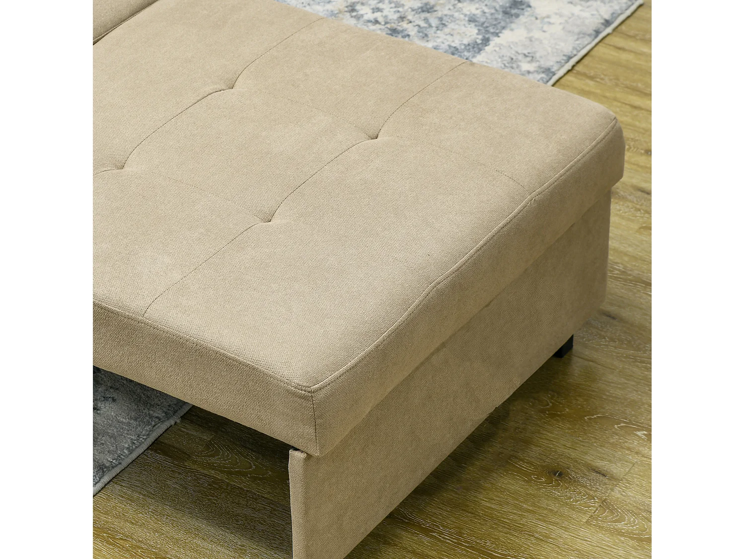 Poltrona letto con 2 cuscini e spazio portaoggetti marrone chiaro