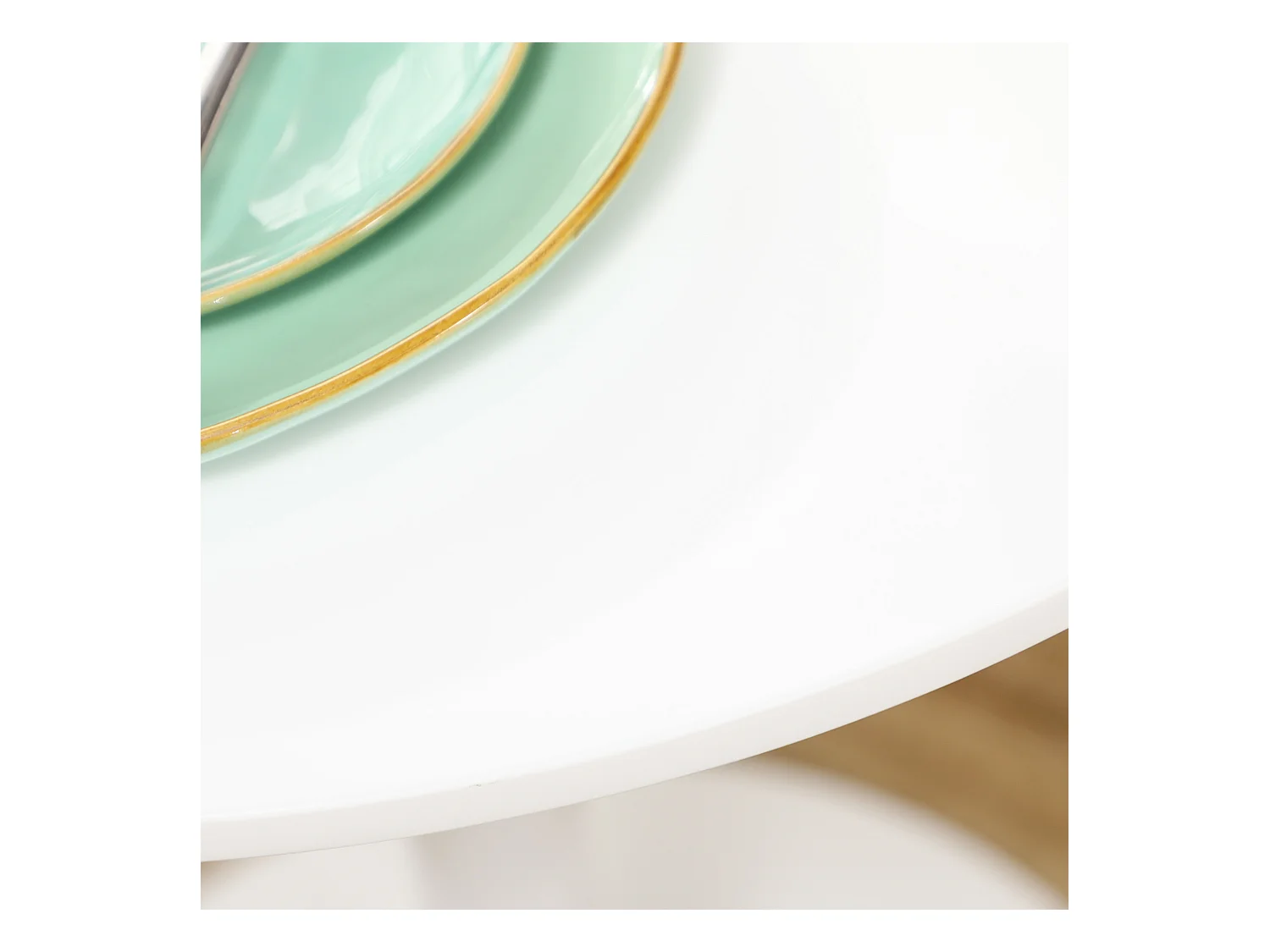 Tavolo rotondo per 2 persone in mdf e acciaio ø70x75cm bianco