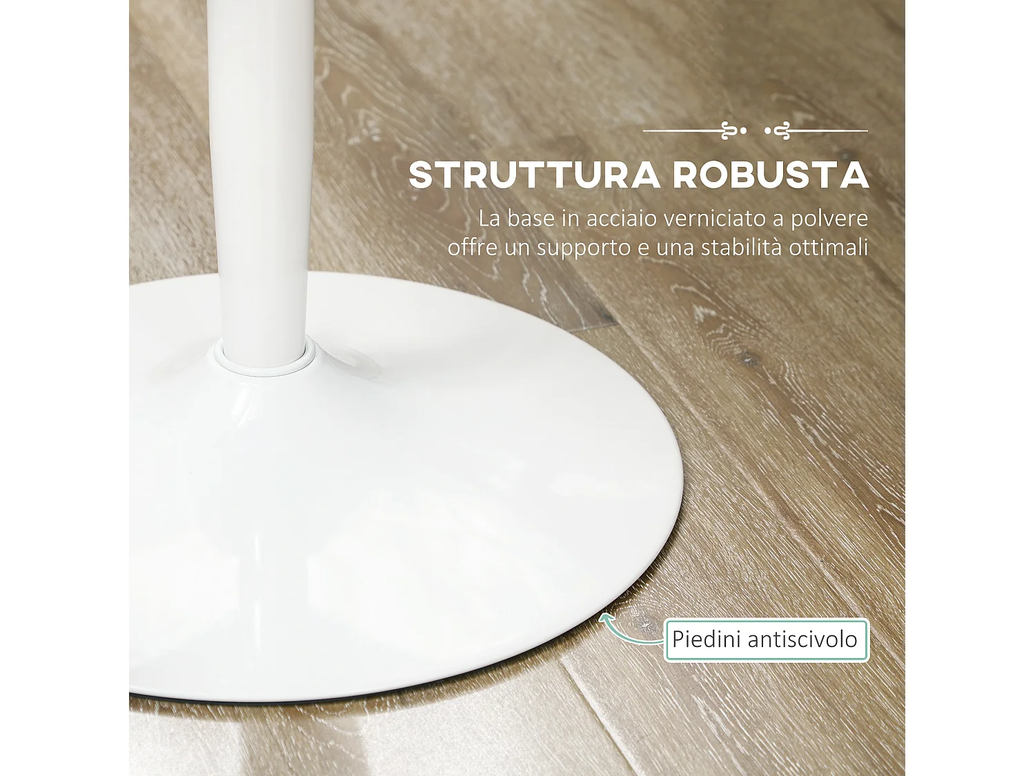 Tavolo rotondo per 2 persone in mdf e acciaio ø70x75cm bianco