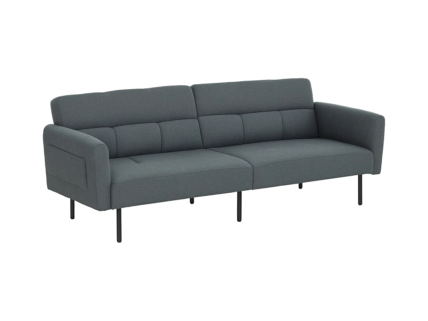 Divano Letto Effetto Lino con schienale regolabile su 3 livelli grigio