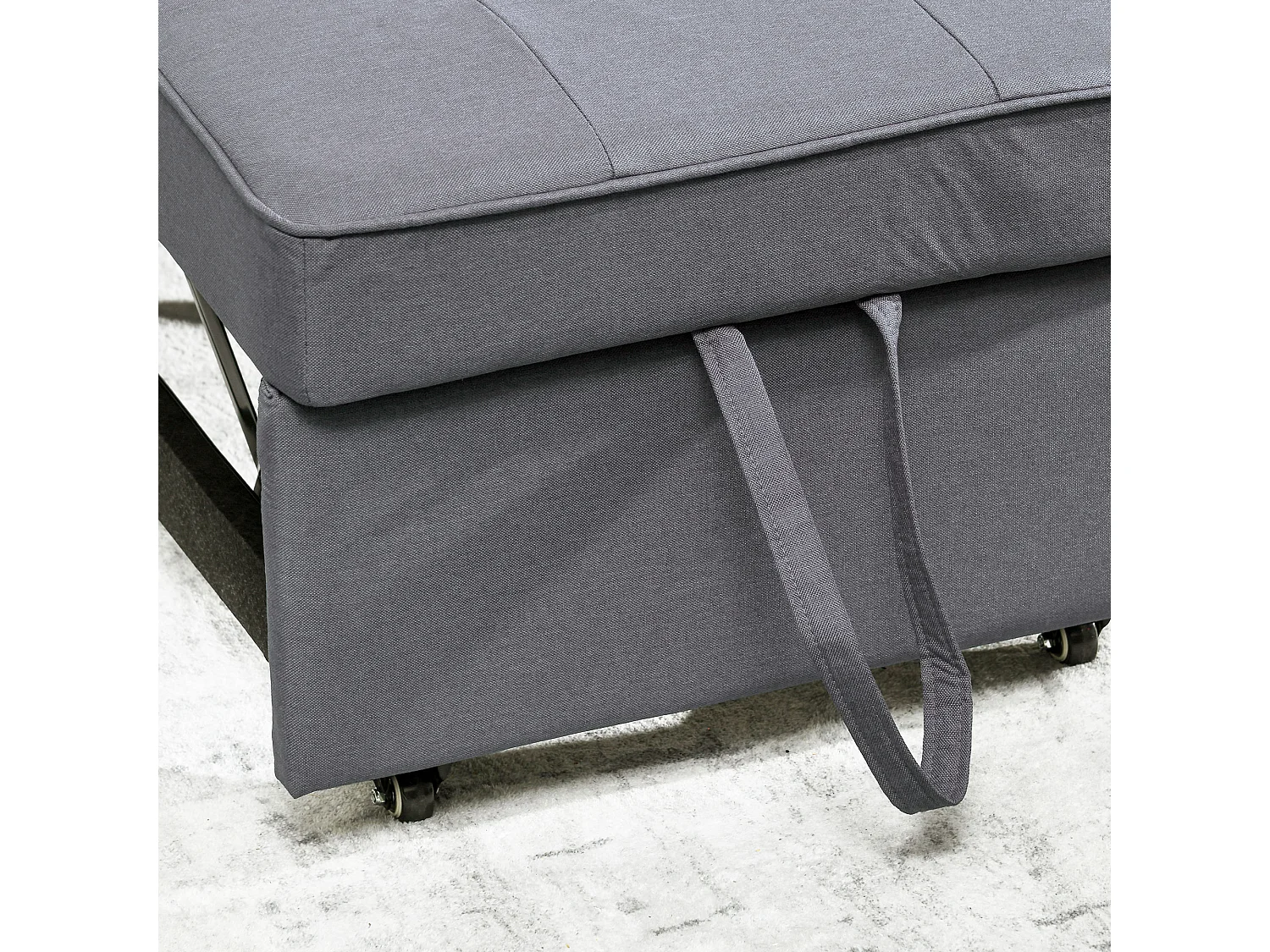 Poltrona letto 3 in 1 in tessuto effetto lino imbottita grigio scuro