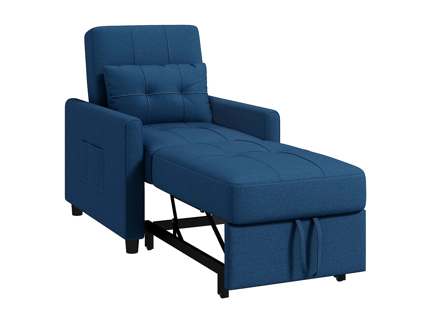 Poltrona letto singolo 3 reclinazioni con cuscino extra blu