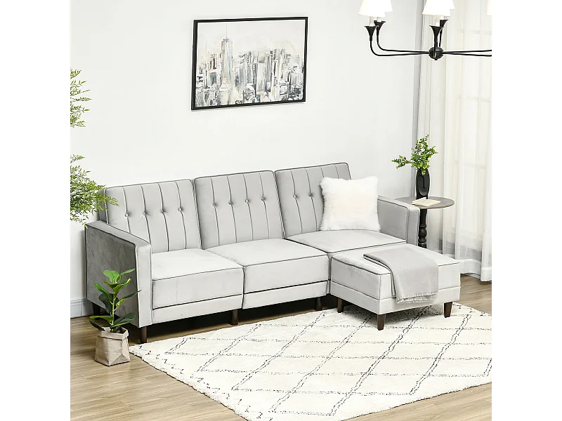 Divano letto 3  posti con poggiapiedi e schienale reclinabile