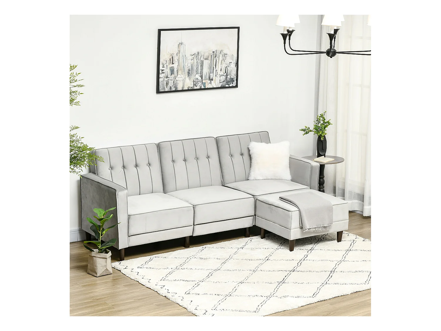 Divano letto 3  posti con poggiapiedi e schienale reclinabile