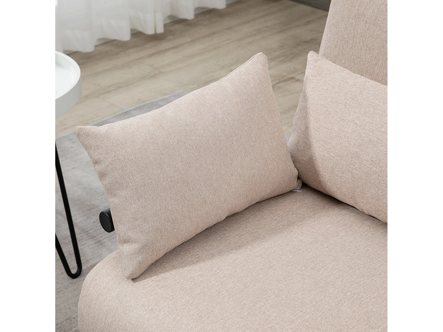 Divano letto 2  posti convertibile schienale regolabile 4 cuscini beige