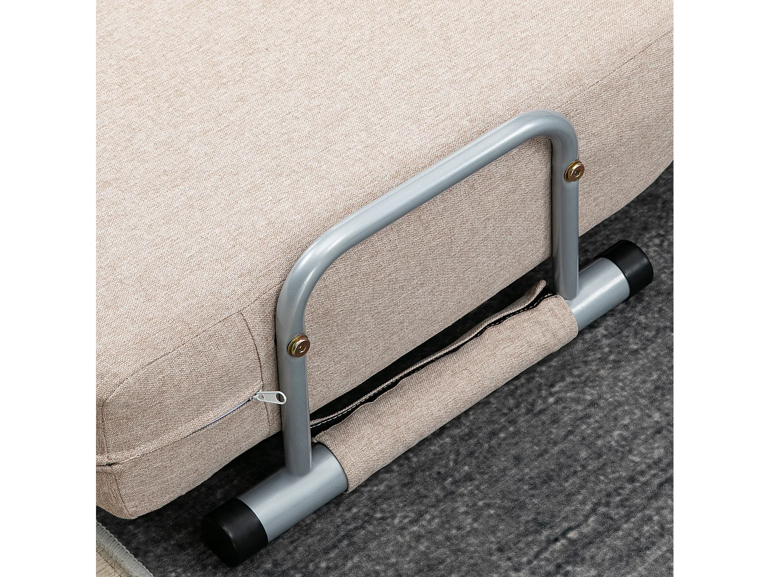 Divano letto 2  posti convertibile schienale regolabile 4 cuscini beige