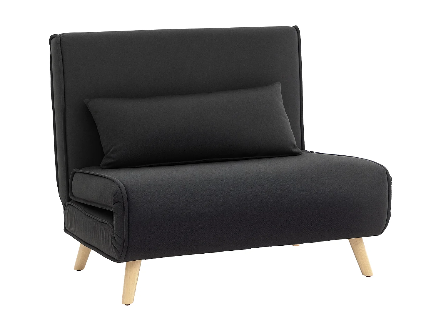 Poltrona letto singolo con schienale regolabile in tessuto nero