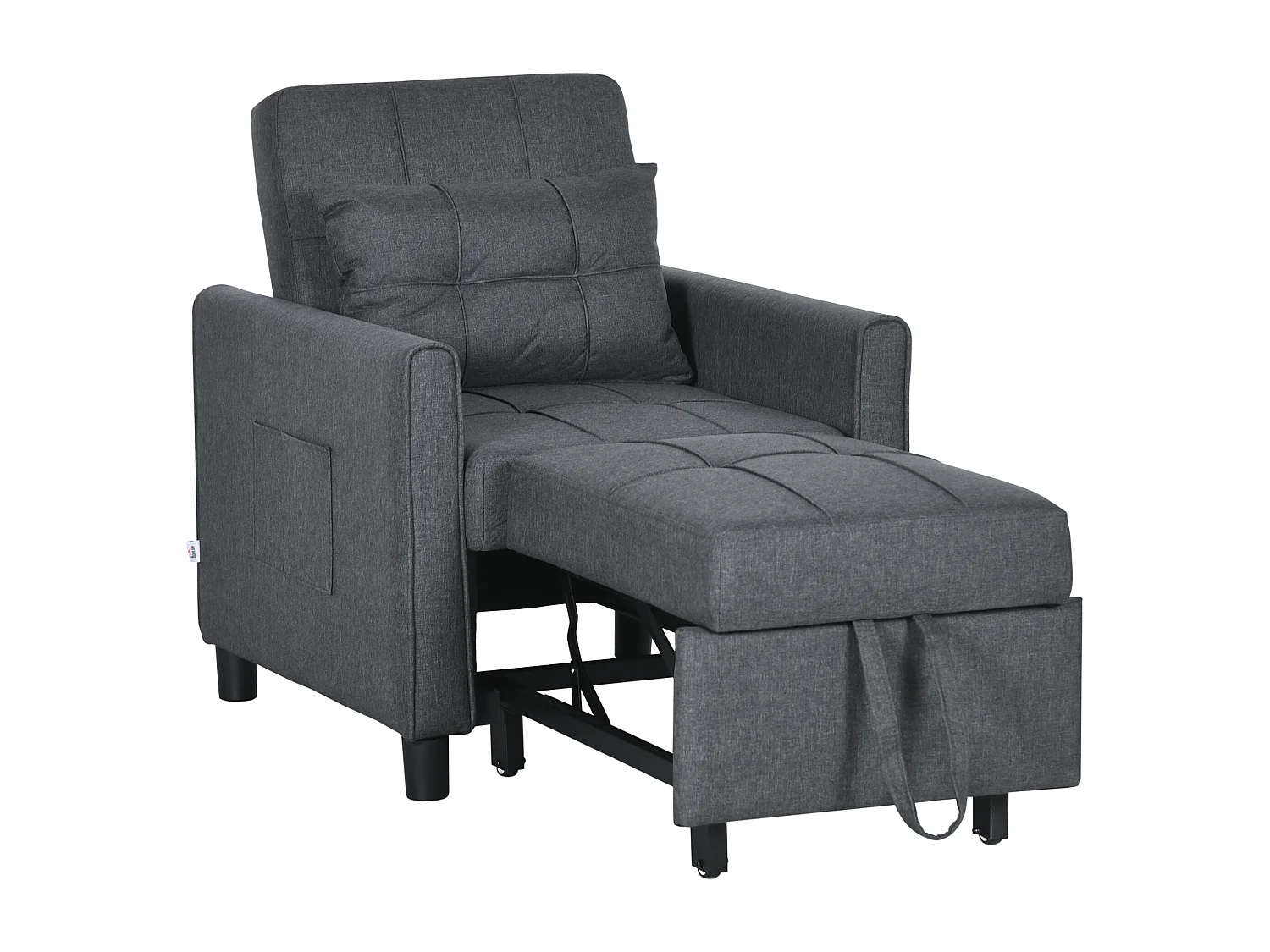 Poltrona letto singolo 3 reclinazioni con cuscino extra grigio