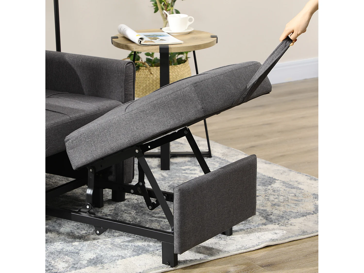 Poltrona letto singolo 3 reclinazioni con cuscino extra grigio