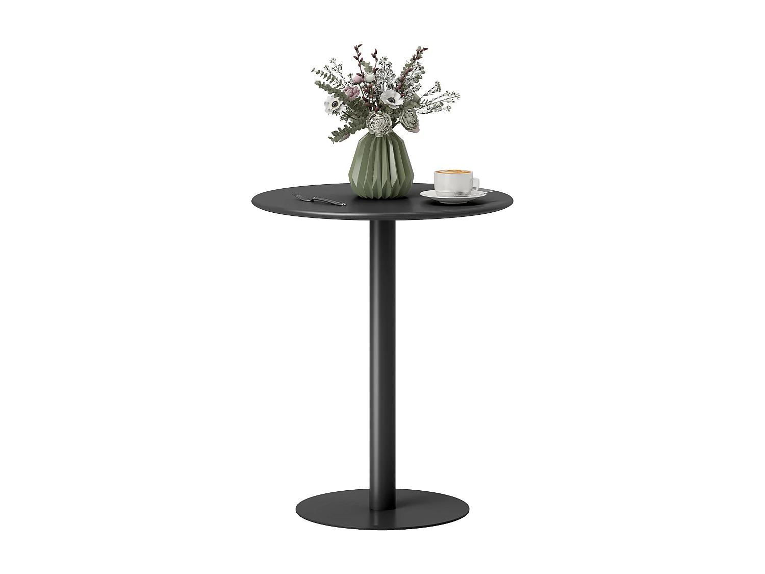 Tavolo da cucina rotondo e moderno per 2 persone in acciaio nero