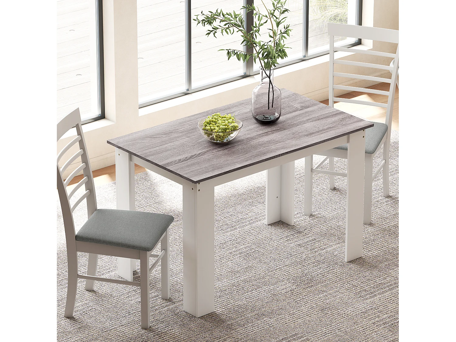 Tavolo da pranzo moderno per 4-6 persone 120x69x75cm grigio e bianco