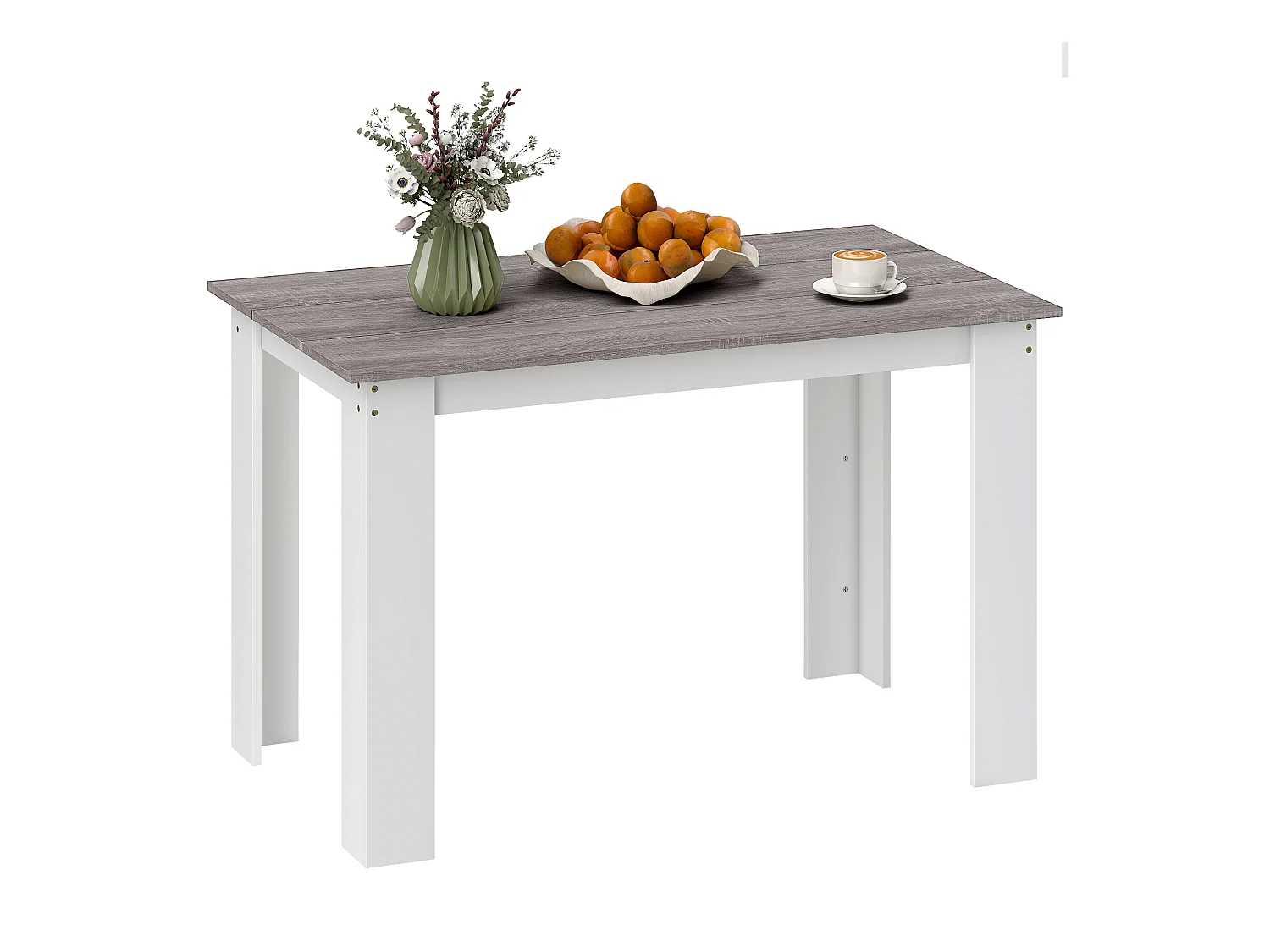 Tavolo da pranzo moderno per 4-6 persone 120x69x75cm grigio e bianco
