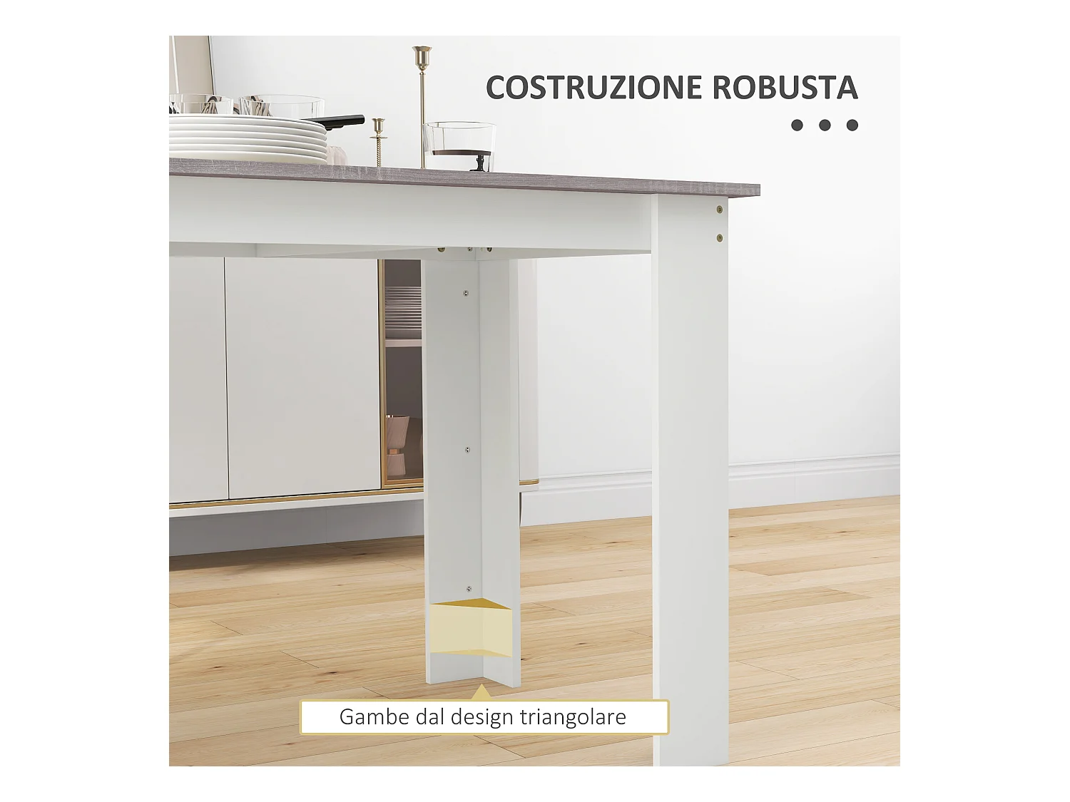 Tavolo da pranzo moderno per 4-6 persone 120x69x75cm grigio e bianco
