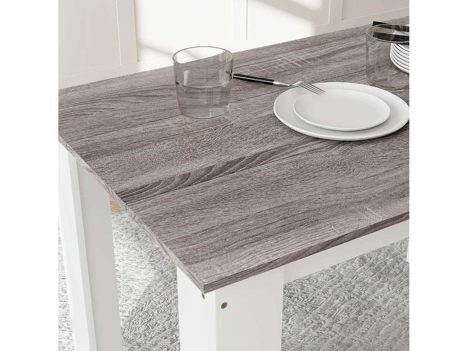 Tavolo da pranzo moderno per 4-6 persone 120x69x75cm grigio e bianco