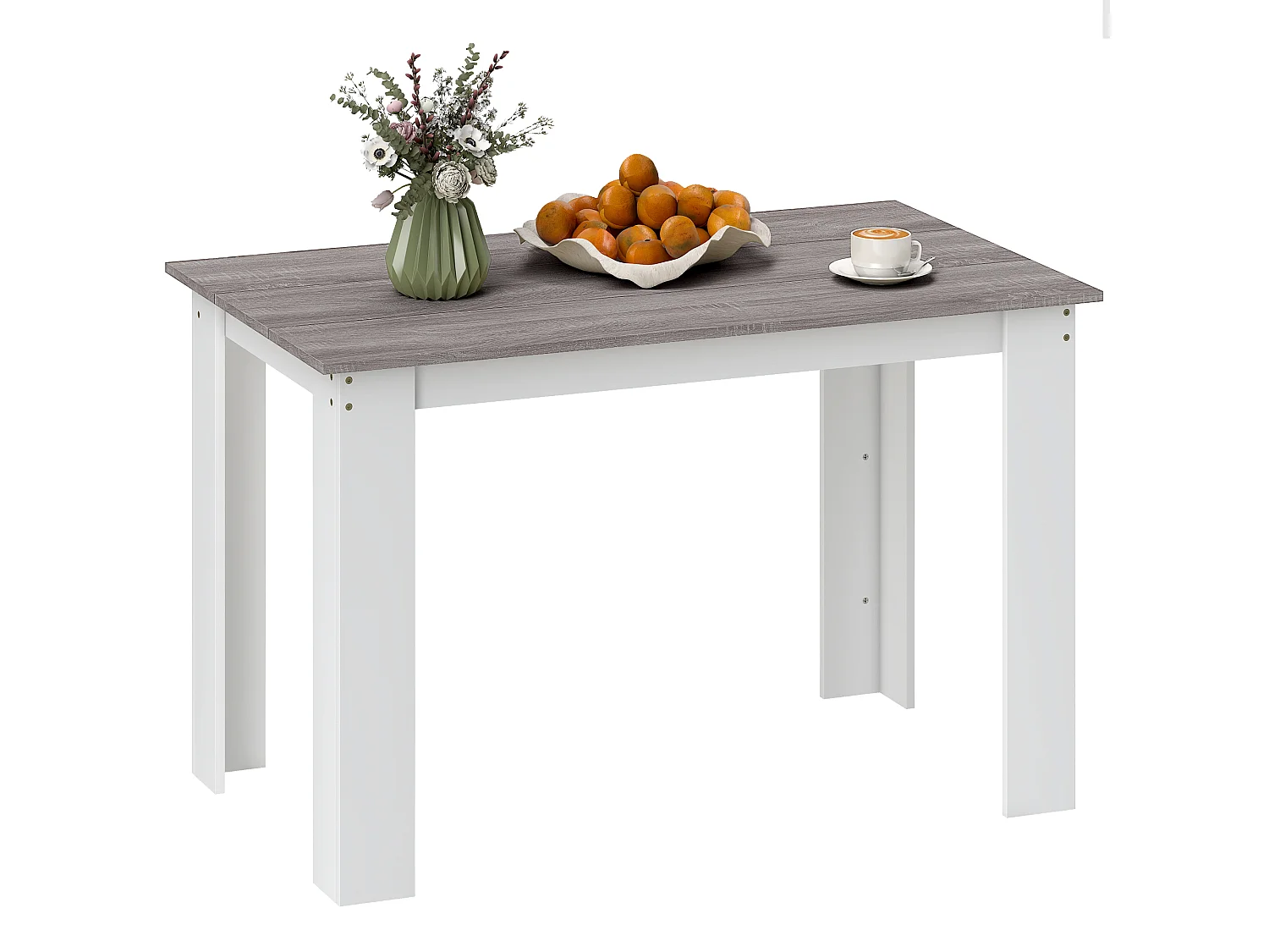 Tavolo da pranzo moderno per 4-6 persone 120x69x75cm grigio e bianco