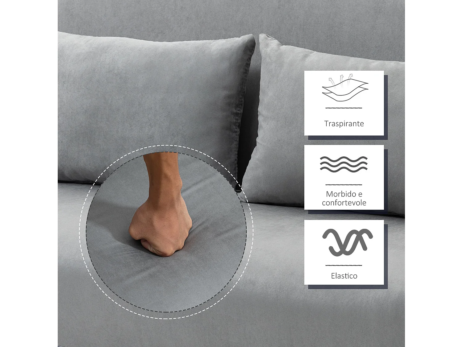 Divano letto singolo regolabile in 5 posizioni grigio chiaro