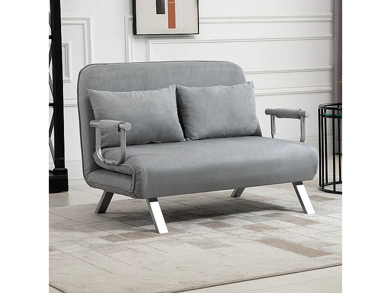 Divano letto singolo regolabile in 5 posizioni grigio chiaro