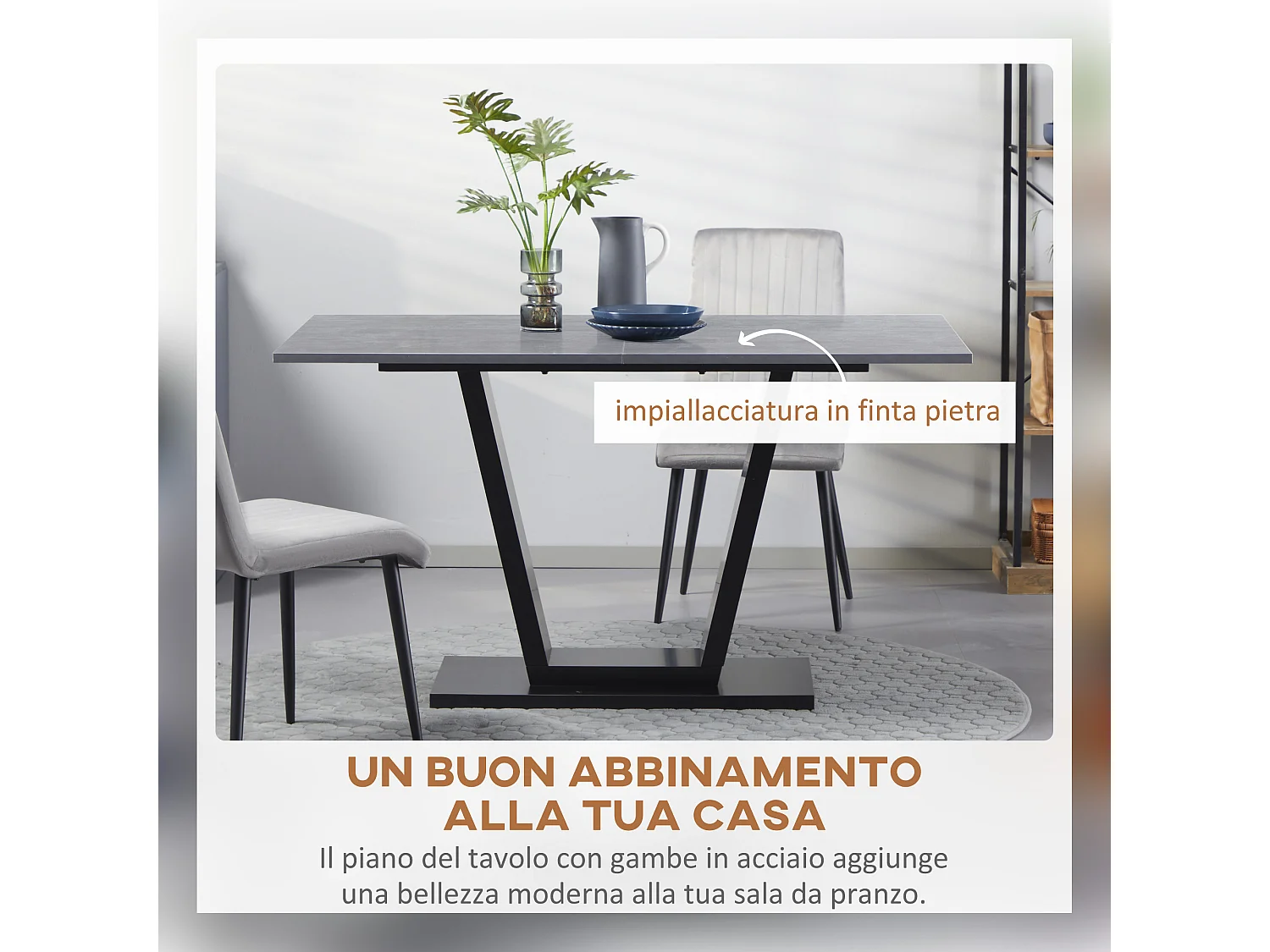 Tavolo da pranzo 4-6 persone piano effetto marmo