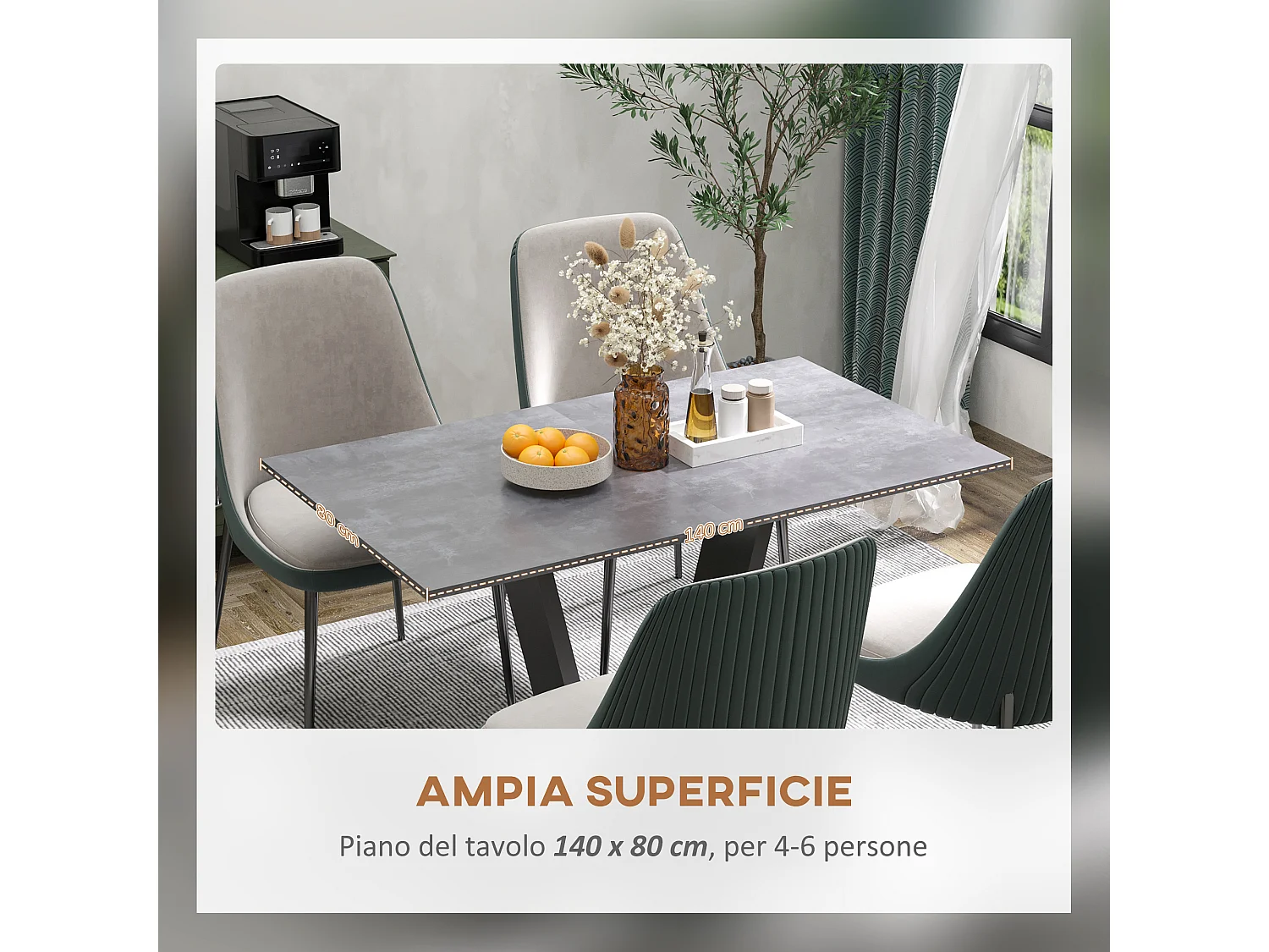 Tavolo da pranzo 4-6 persone piano effetto marmo