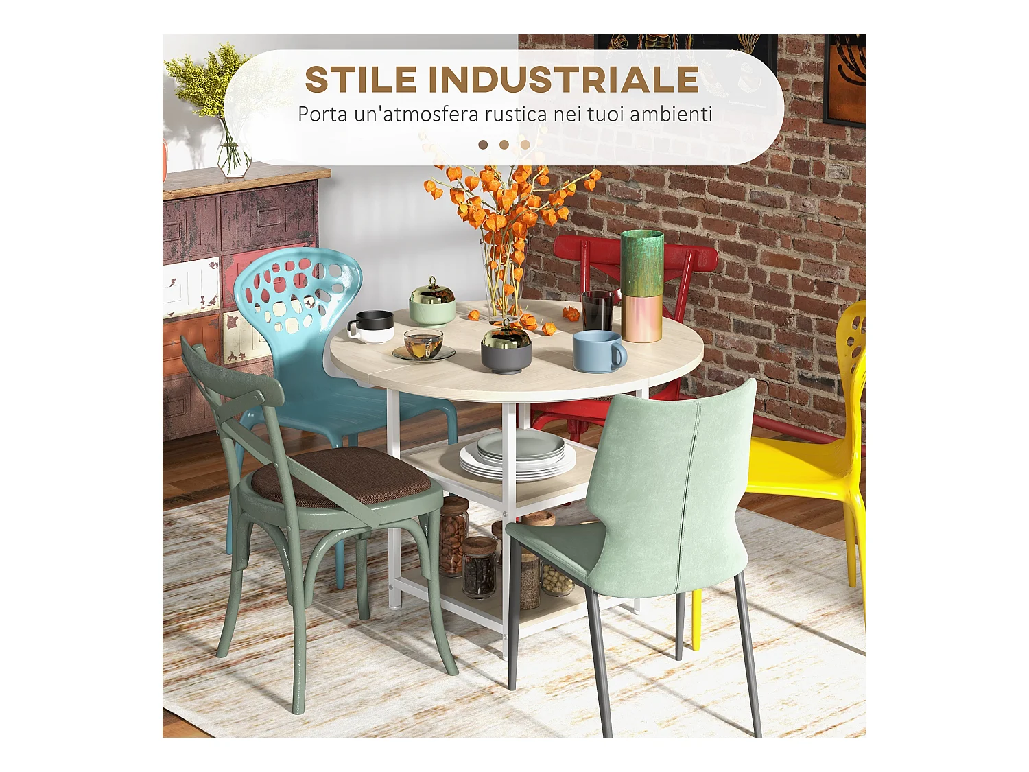 Tavolo da pranzo 4-6 persone con 2 ripiani integrati