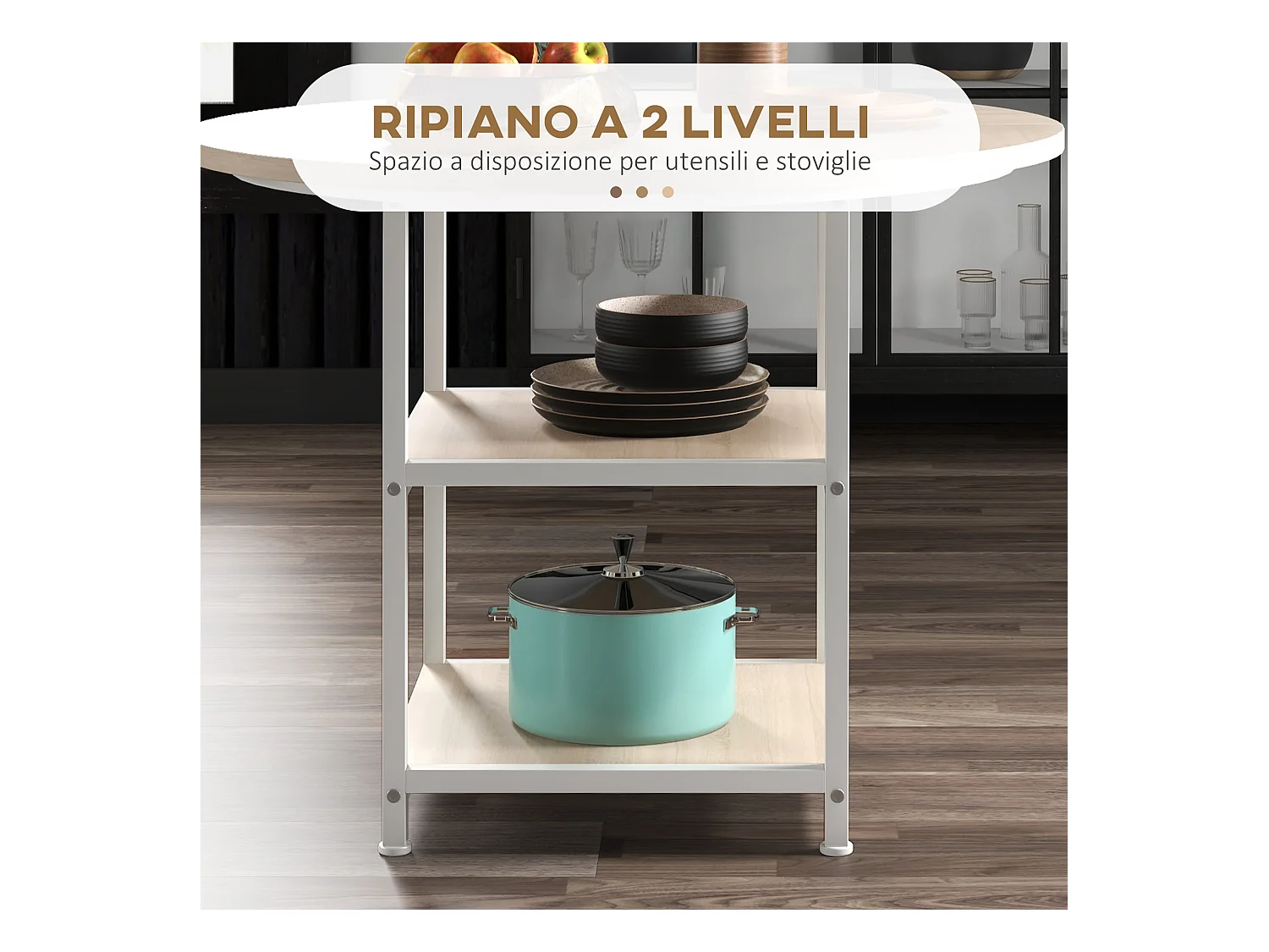 Tavolo da pranzo 4-6 persone con 2 ripiani integrati