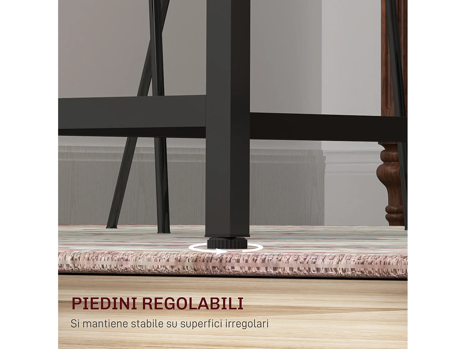 Tavolo da pranzo 6 posti stile industriale in legno e acciaio marrone