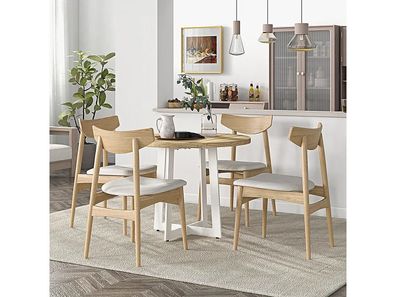 Tavolo da pranzo rotondo moderno Ø100x75cm colore legno e bianco