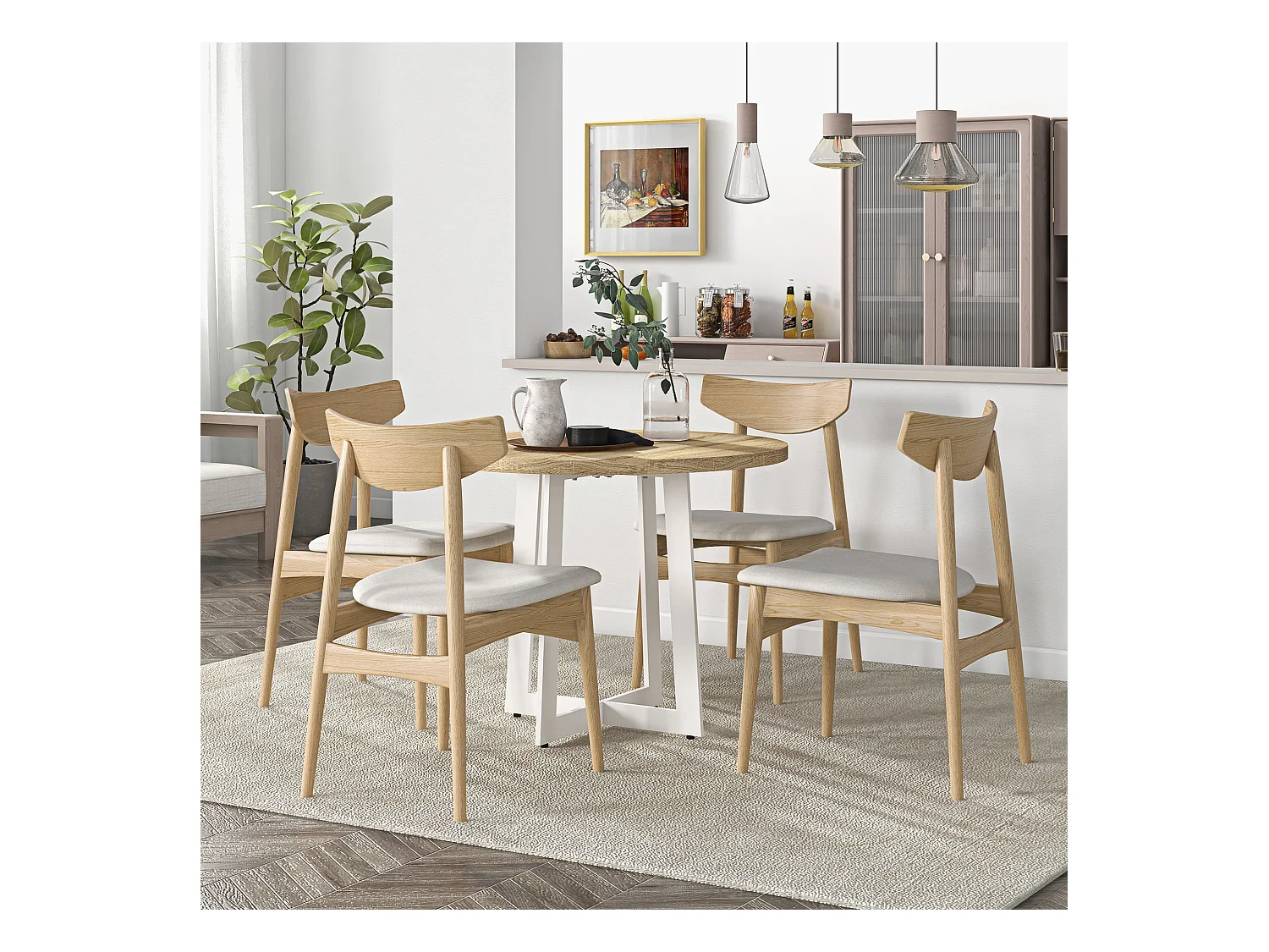 Tavolo da pranzo rotondo moderno Ø100x75cm colore legno e bianco