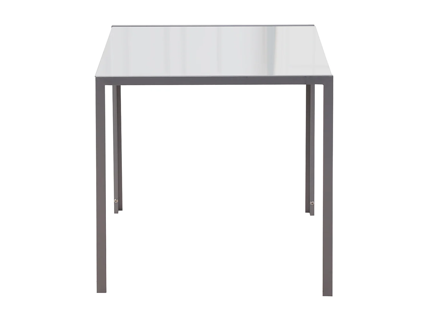 Tavolo da pranzo quadrato in metallo e vetro 75x75x75cm grigio