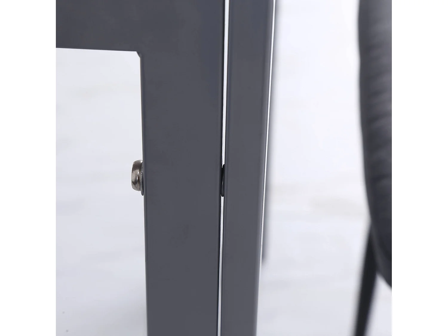 Tavolo da pranzo quadrato in metallo e vetro 75x75x75cm grigio