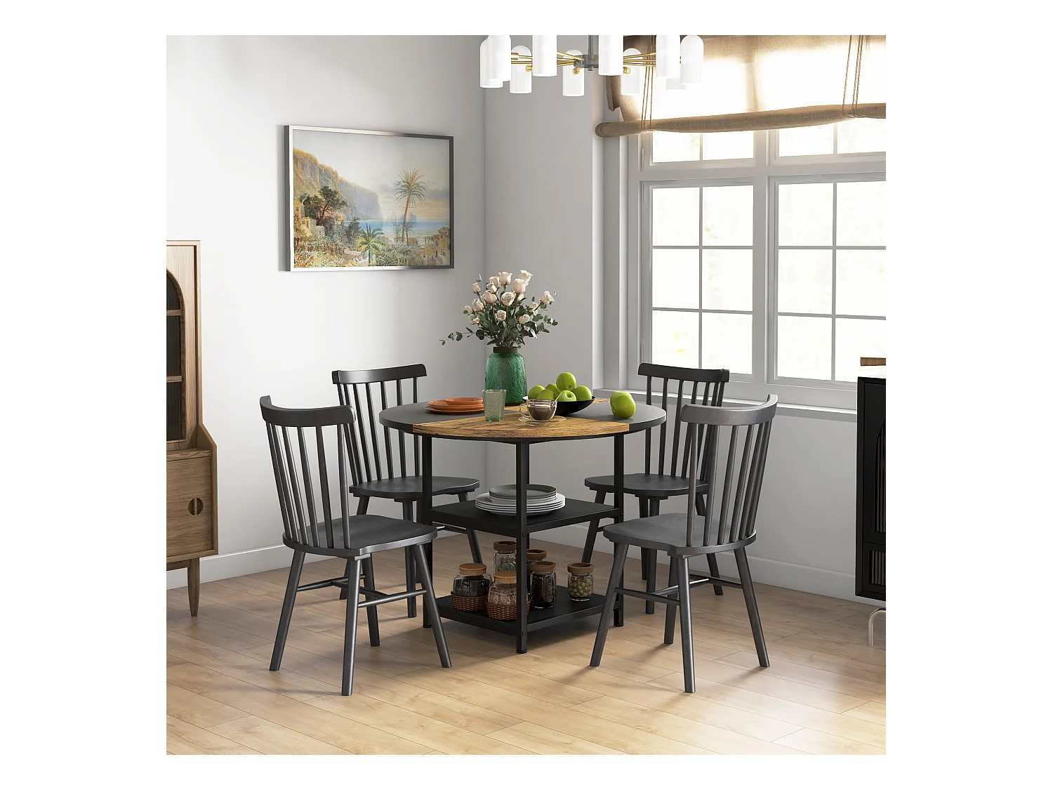 Tavolo da pranzo per 4-6 persone con 2 ripiani integrati