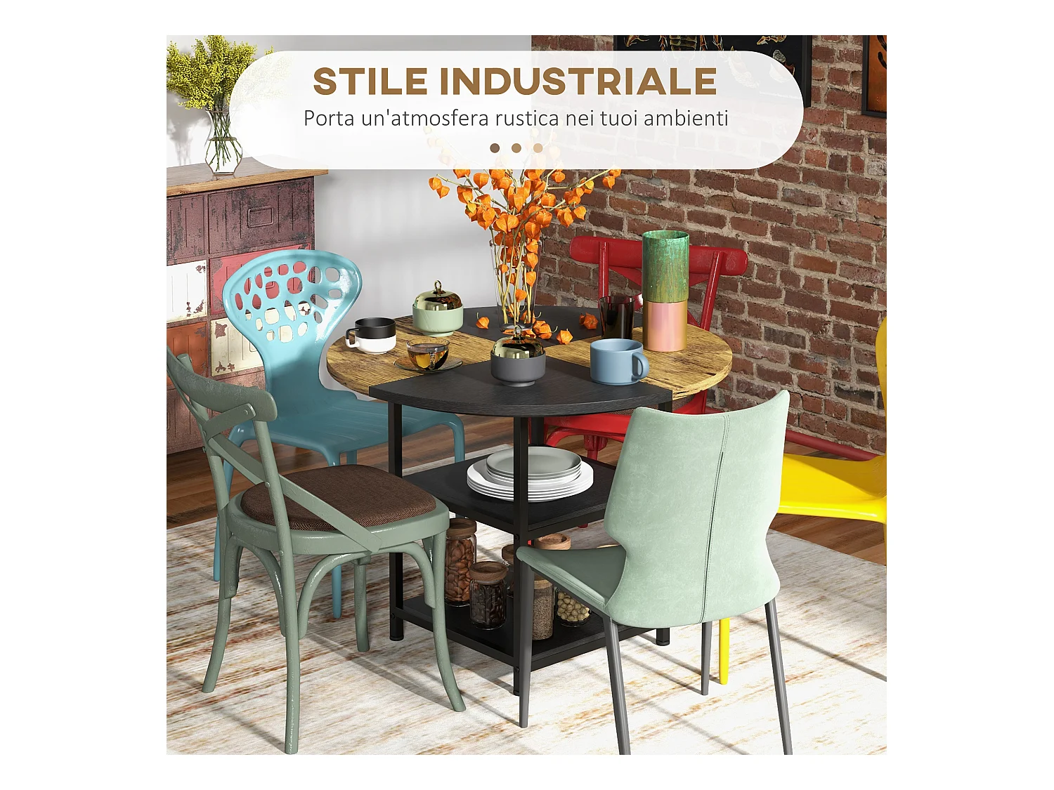 Tavolo da pranzo per 4-6 persone con 2 ripiani integrati