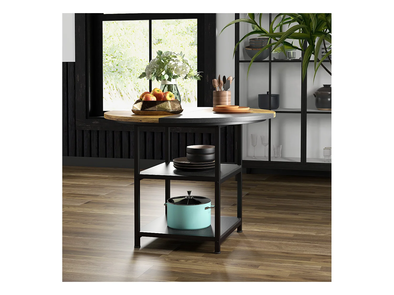 Tavolo da pranzo per 4-6 persone con 2 ripiani integrati