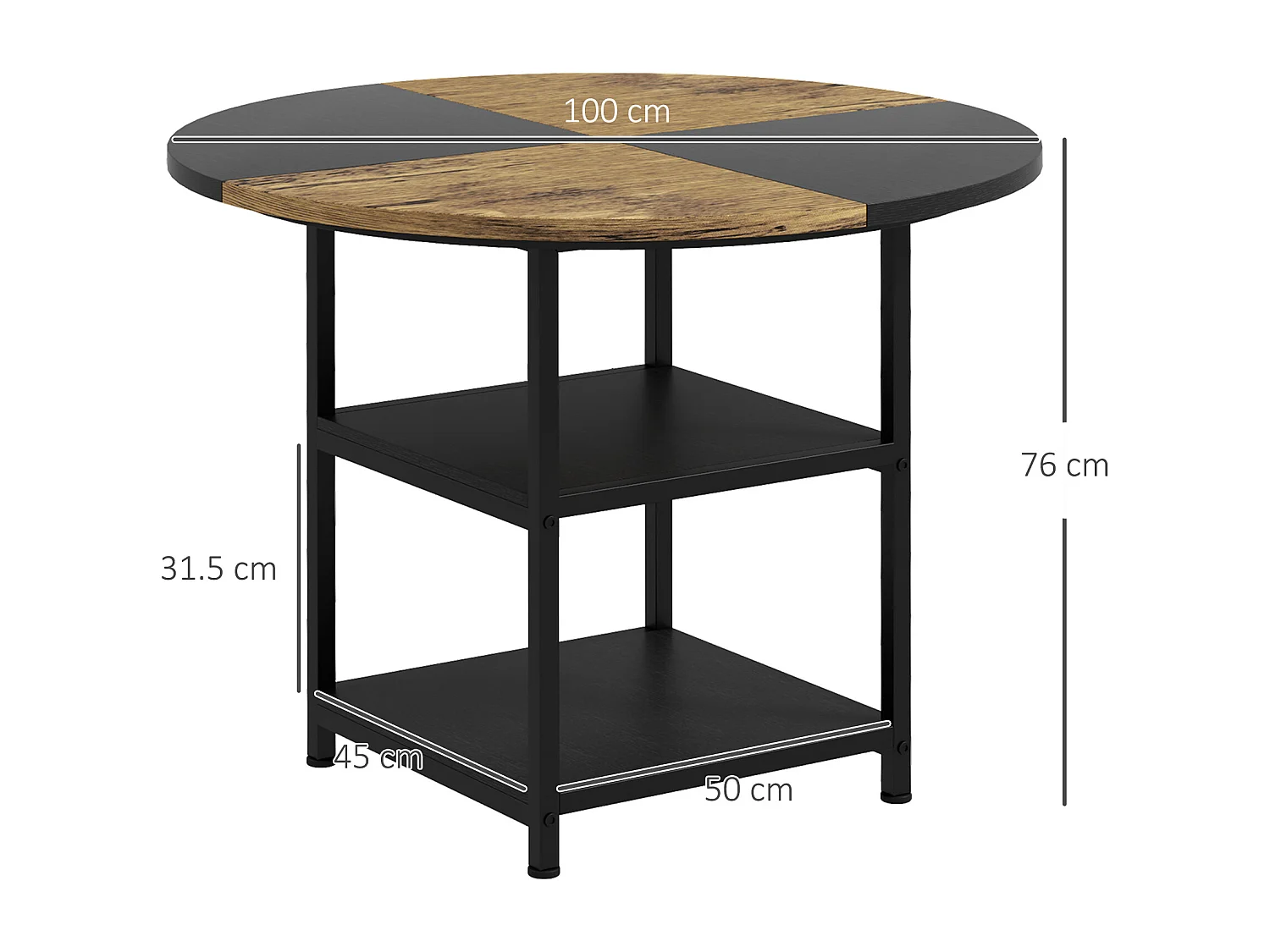 Tavolo da pranzo per 4-6 persone con 2 ripiani integrati