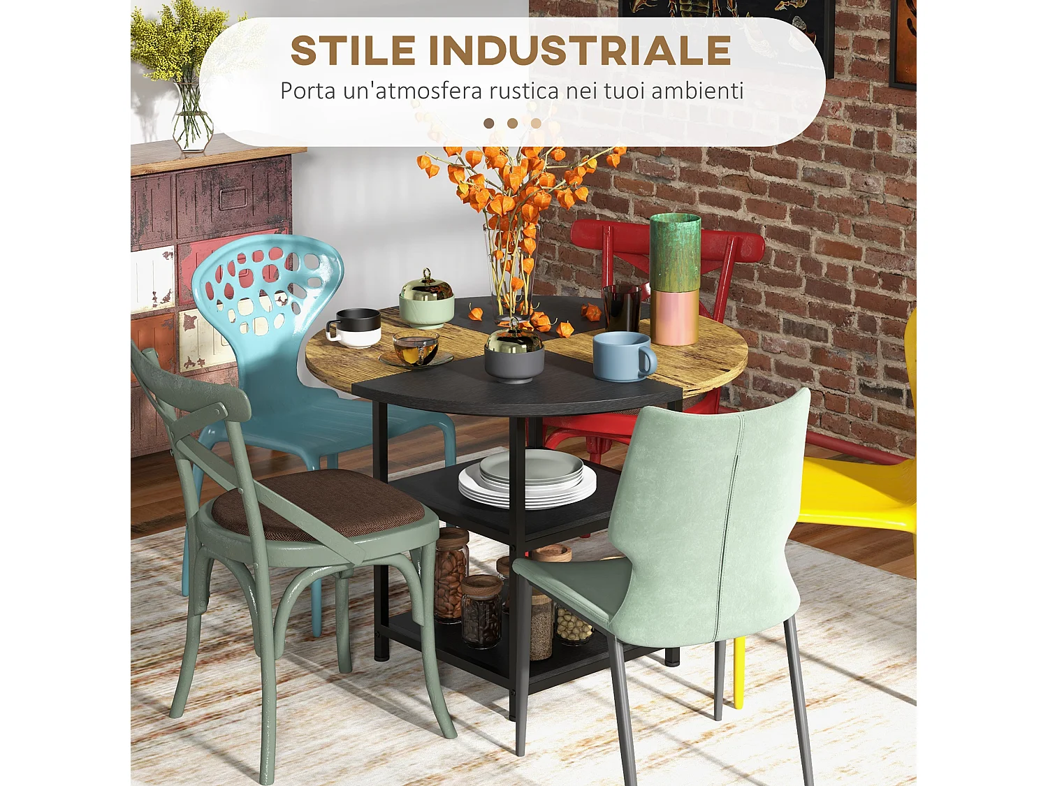 Tavolo da pranzo per 4-6 persone con 2 ripiani integrati