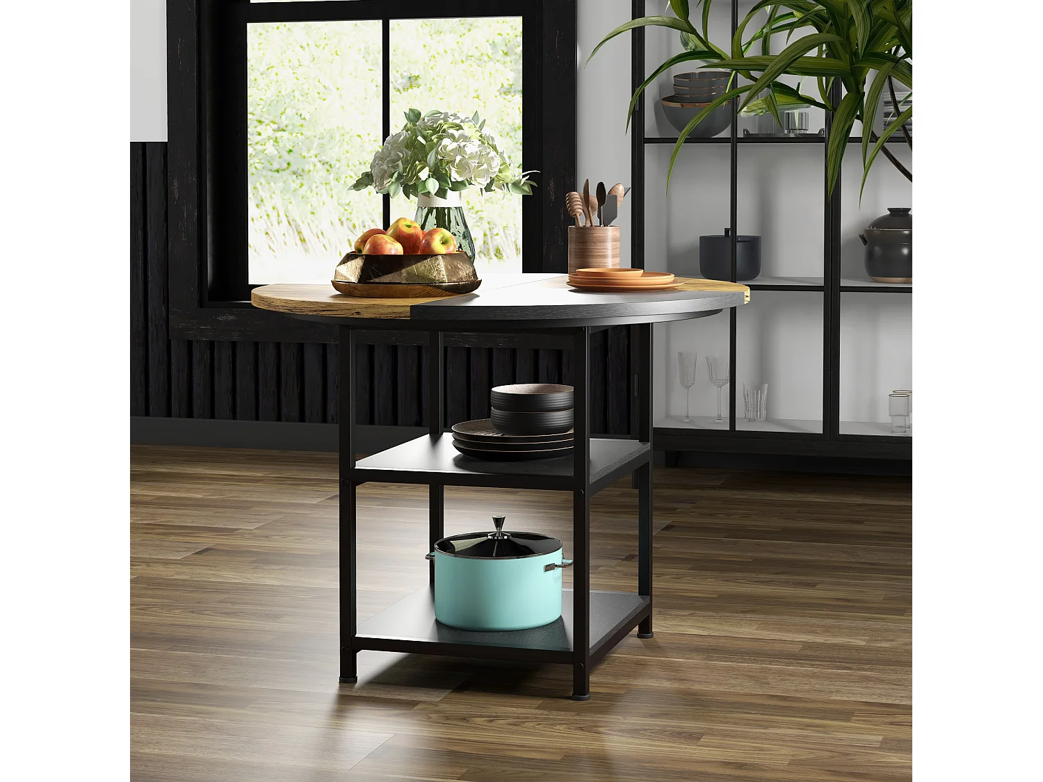 Tavolo da pranzo per 4-6 persone con 2 ripiani integrati