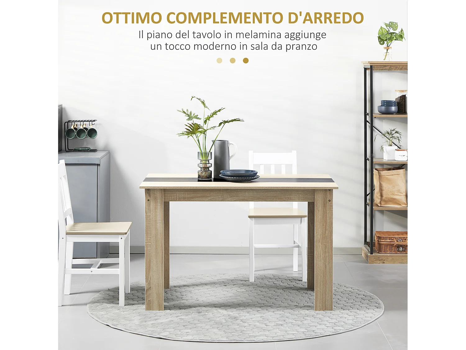 Tavolo da pranzo moderno per 4-6 persone 120x69x75cm nero e legno