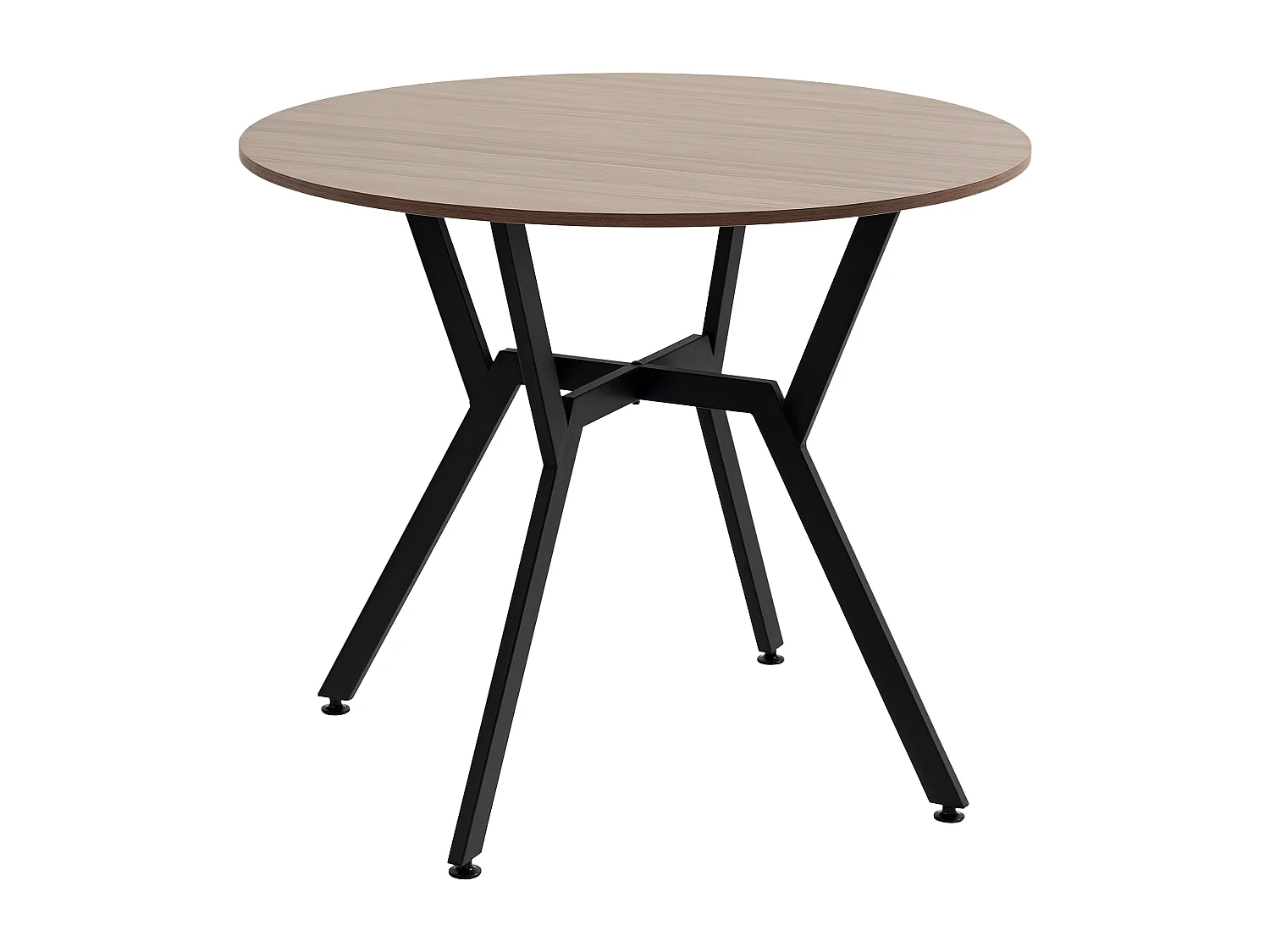 Tavolo rotondo da soggiorno per 2 in legno e acciaio nero marrone