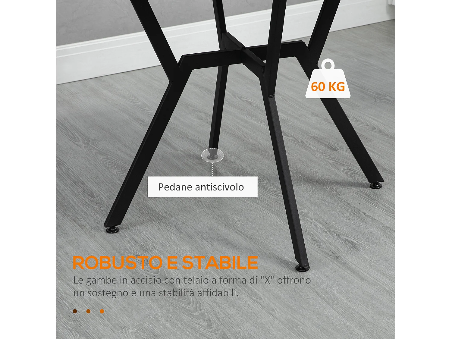 Tavolo rotondo da soggiorno per 2 in legno e acciaio nero marrone