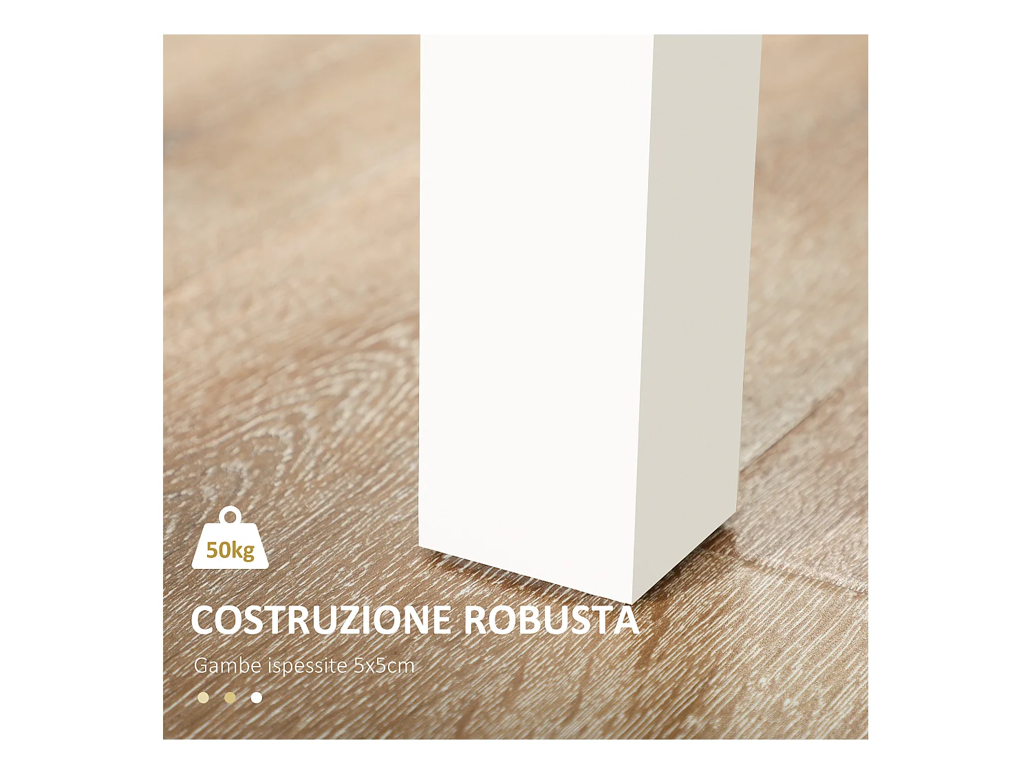 Tavolo da pranzo per 4-6 persone design moderno bianco e legno