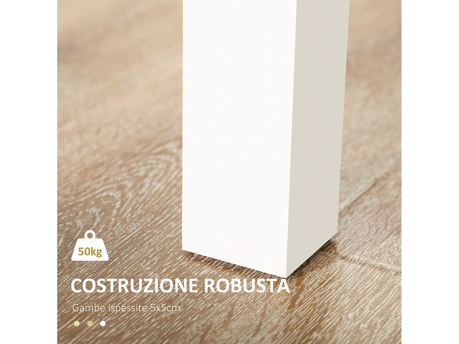 Tavolo da pranzo per 4-6 persone design moderno bianco e legno