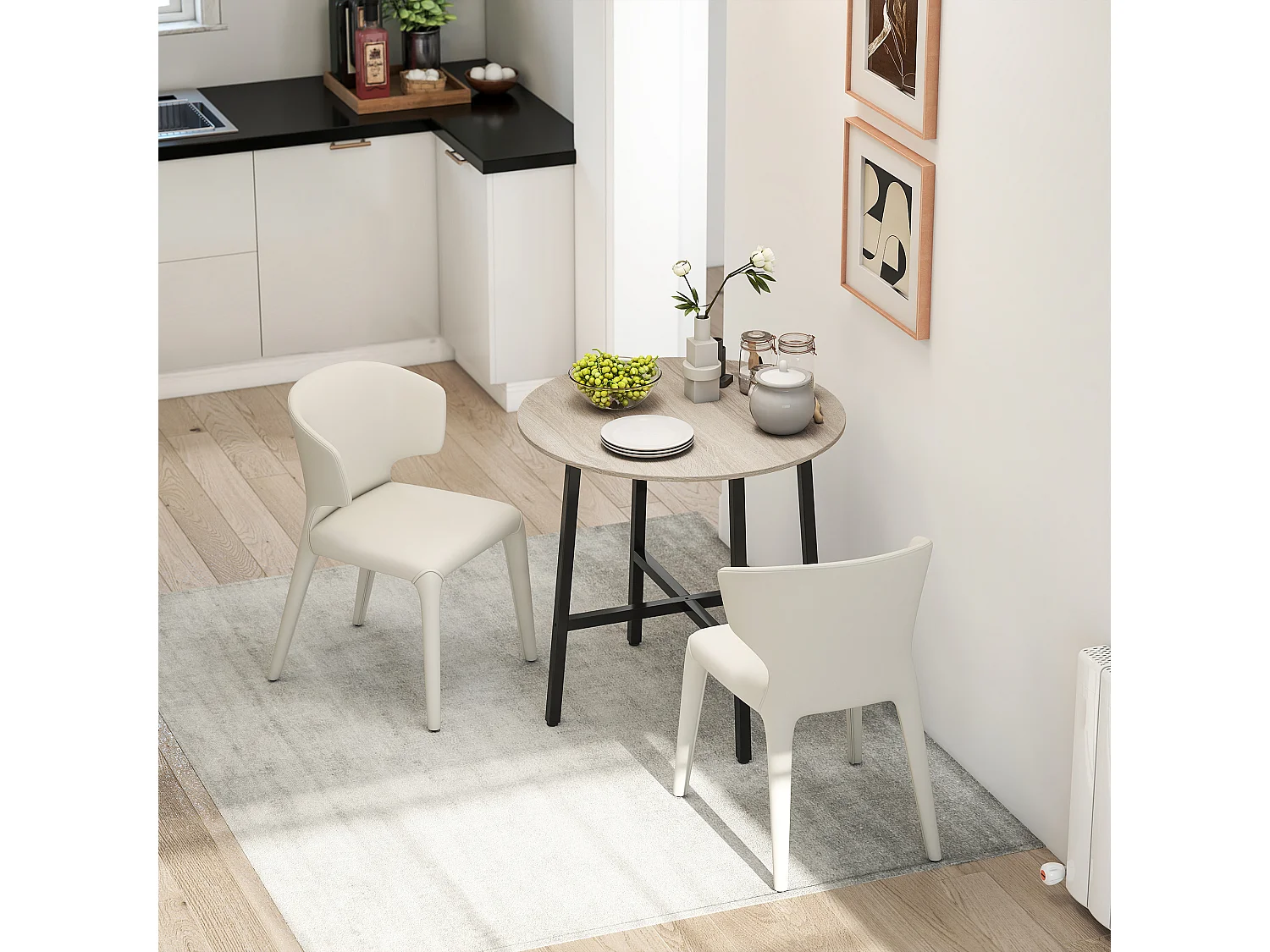 Tavolo da pranzo rotondo in stile industriale per 2 persone nero legno