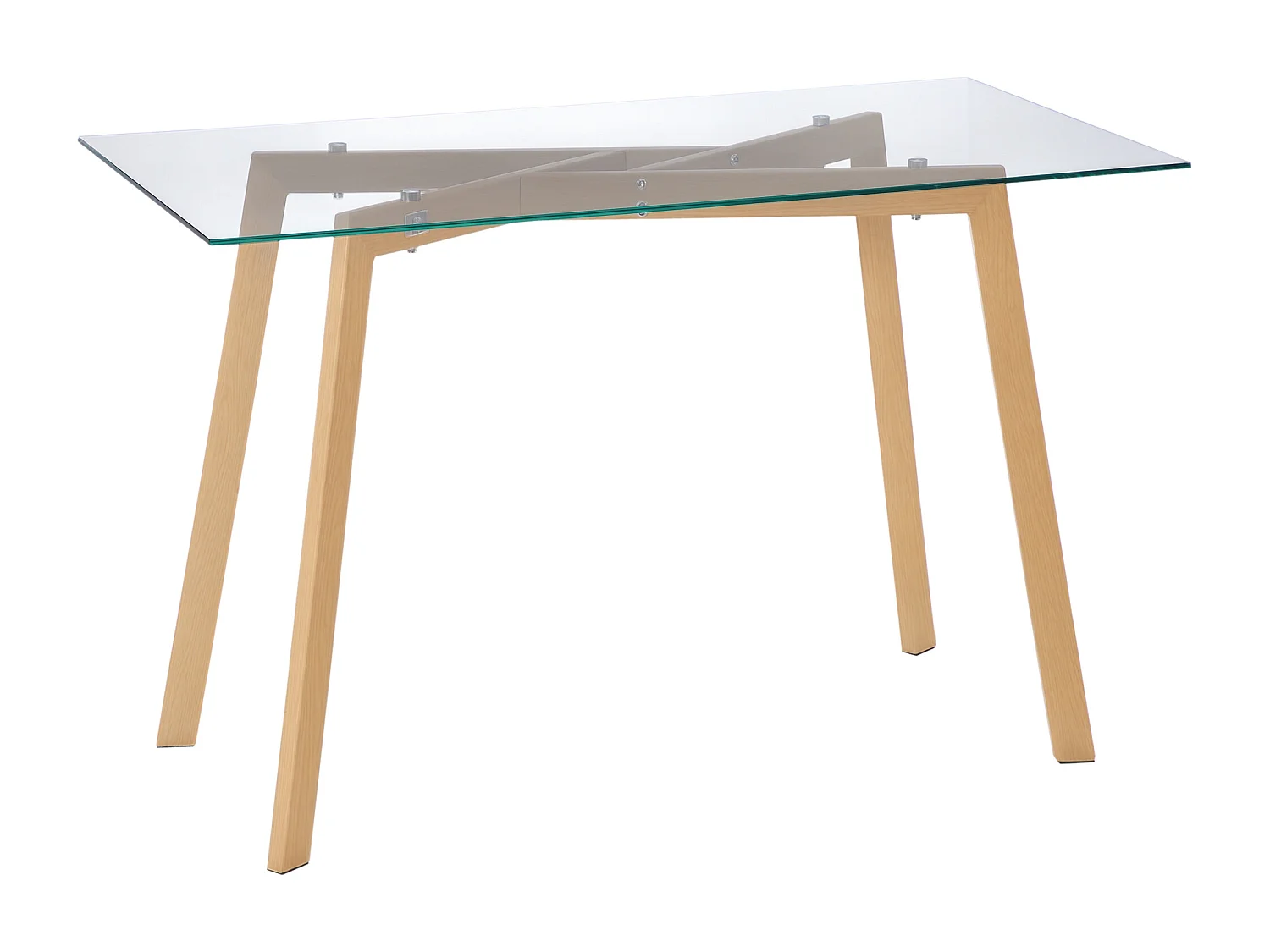 Tavolo da pranzo rettangolare per 4 persone in acciaio e vetro