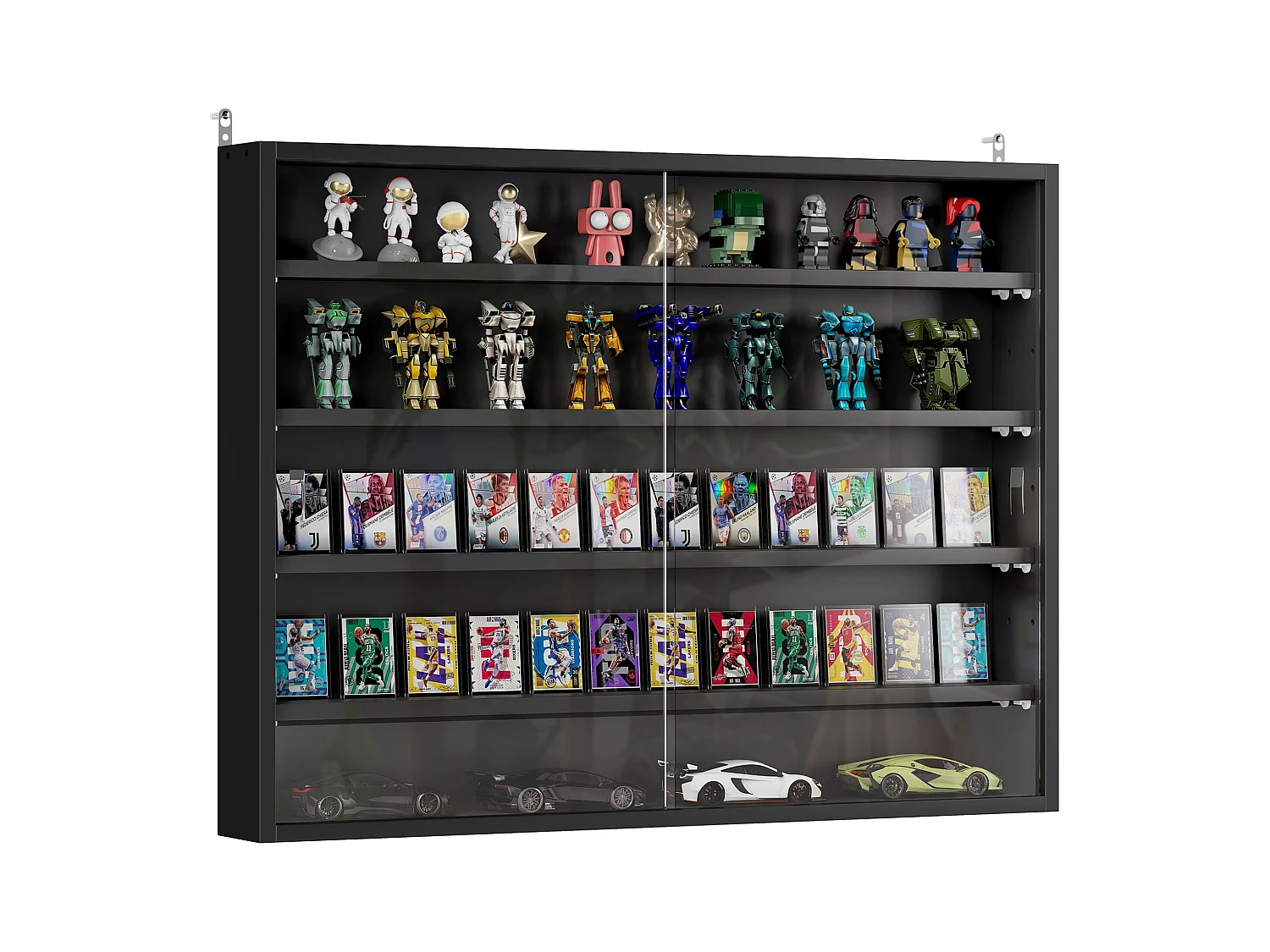 Vetrinetta per collezionismo 4 mensole regolabili 80x9.5x60cm