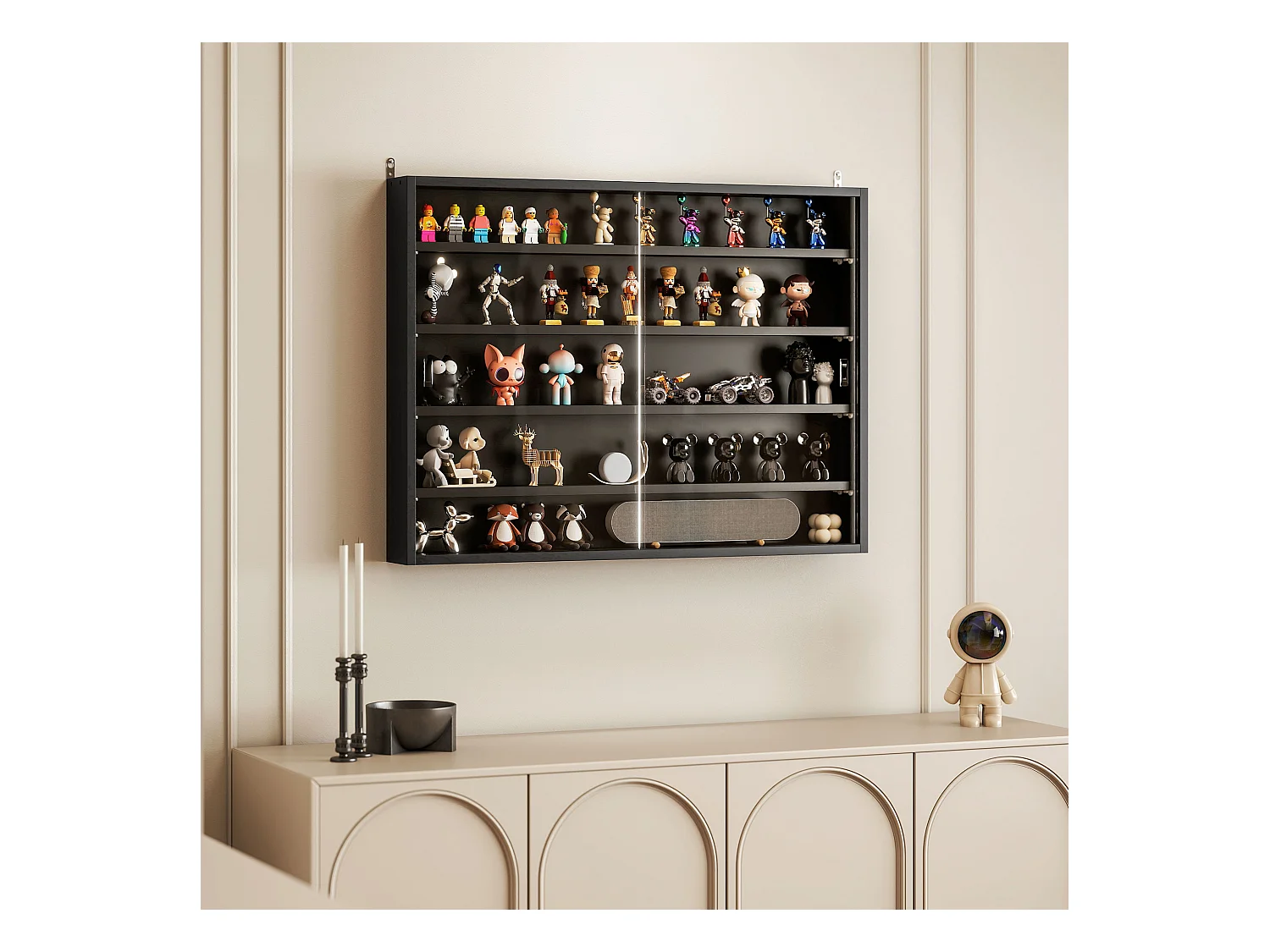 Vetrinetta per collezionismo 4 mensole regolabili 80x9.5x60cm