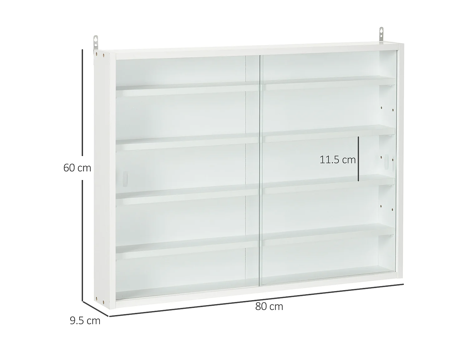 Vetrinetta per collezionismo 4 mensole regolabili 80x9.5x60cm